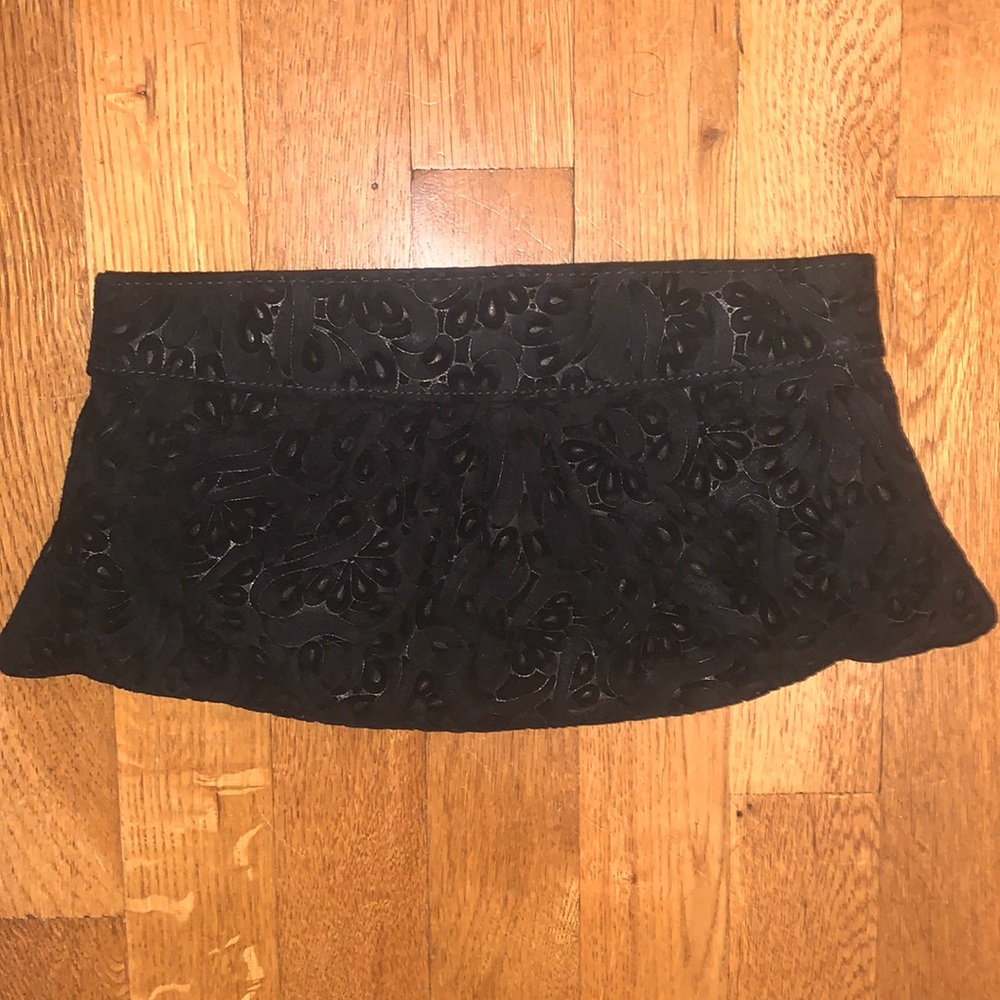 Lauren Merkin Black Velvet Clutch Bag